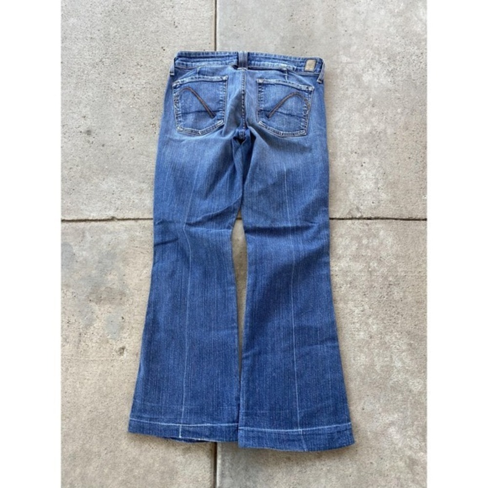 VTG Guess Jeans Womens 30 Blue Medium Wa Low Rise Sweetheart Flare Stretch Pants